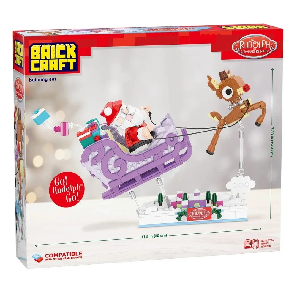 Brickcraft Rudolph the Red-Nosed‎ Reindeer Santa's Sleigh Brick Building Kit